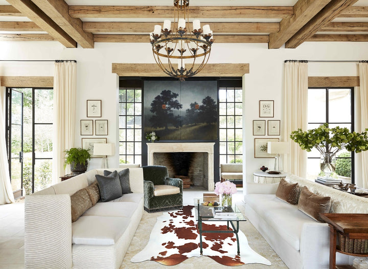 Brown and White XX-Large Brazilian Cowhide Rug 7'8"H x 7'7"W #A43245 by Hudson Hides
