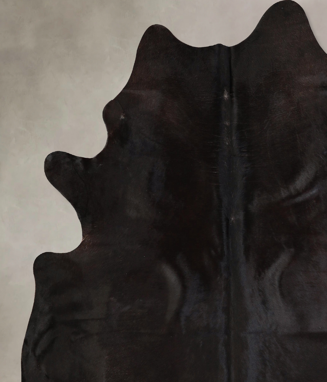 Solid Black X-Large Brazilian Cowhide Rug 7'5"H x 6'6"W #A43258 by Hud