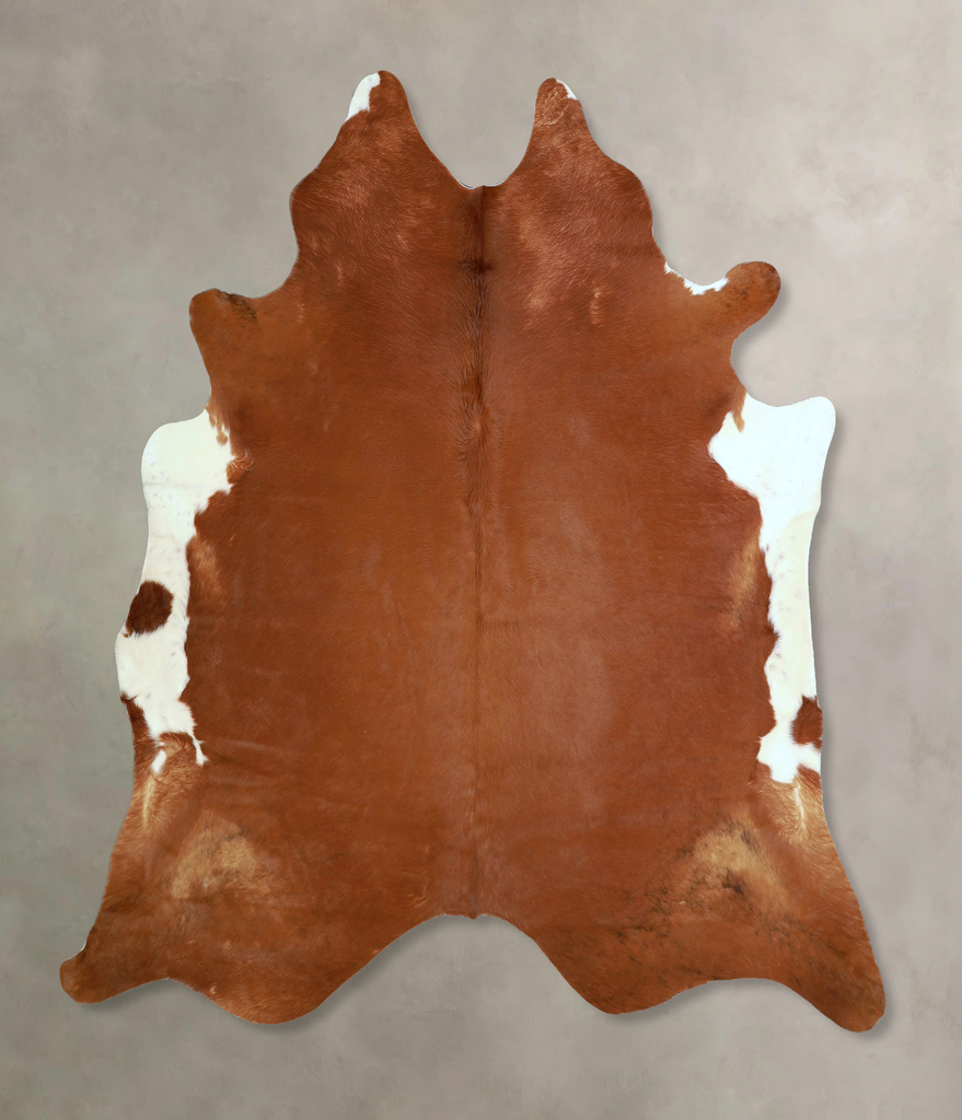 Brown and White Regular X-Large Brazilian Cowhide Rug 6'8"H x 6'6"W #A43267 by Hudson Hides