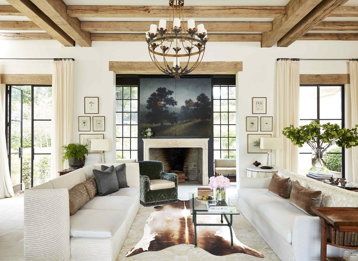 Grey with Beige Cowhide Rug #A43271