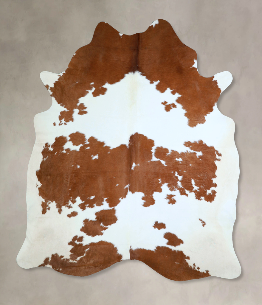 Brown and White XX-Large Brazilian Cowhide Rug 8'1"H x 6'10"W #A43293 by Hudson Hides