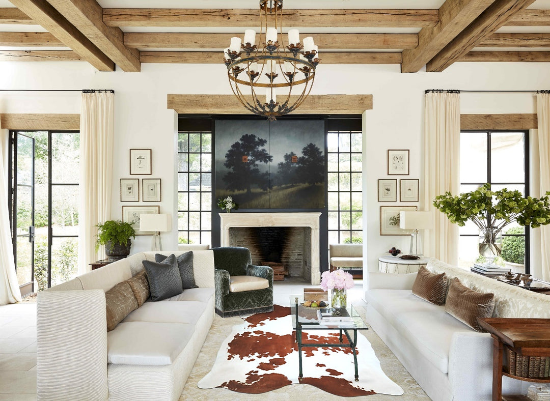 Brown and White XX-Large Brazilian Cowhide Rug 8'1"H x 6'10"W #A43293 