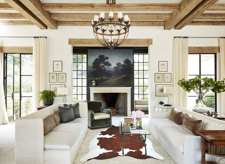 Brown and White XX-Large Brazilian Cowhide Rug 7'11"H x 6'8"W #A43294 by Hudson Hides