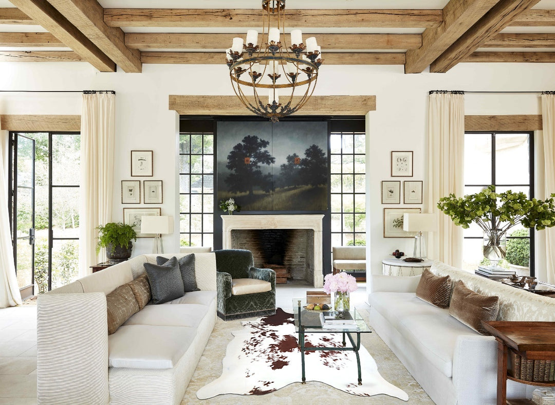 Brown and White XX-Large Brazilian Cowhide Rug 8'1"H x 7'5"W #A43295 b