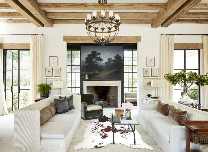 Brown and White XX-Large Brazilian Cowhide Rug 8'1"H x 7'5"W #A43295 by Hudson Hides