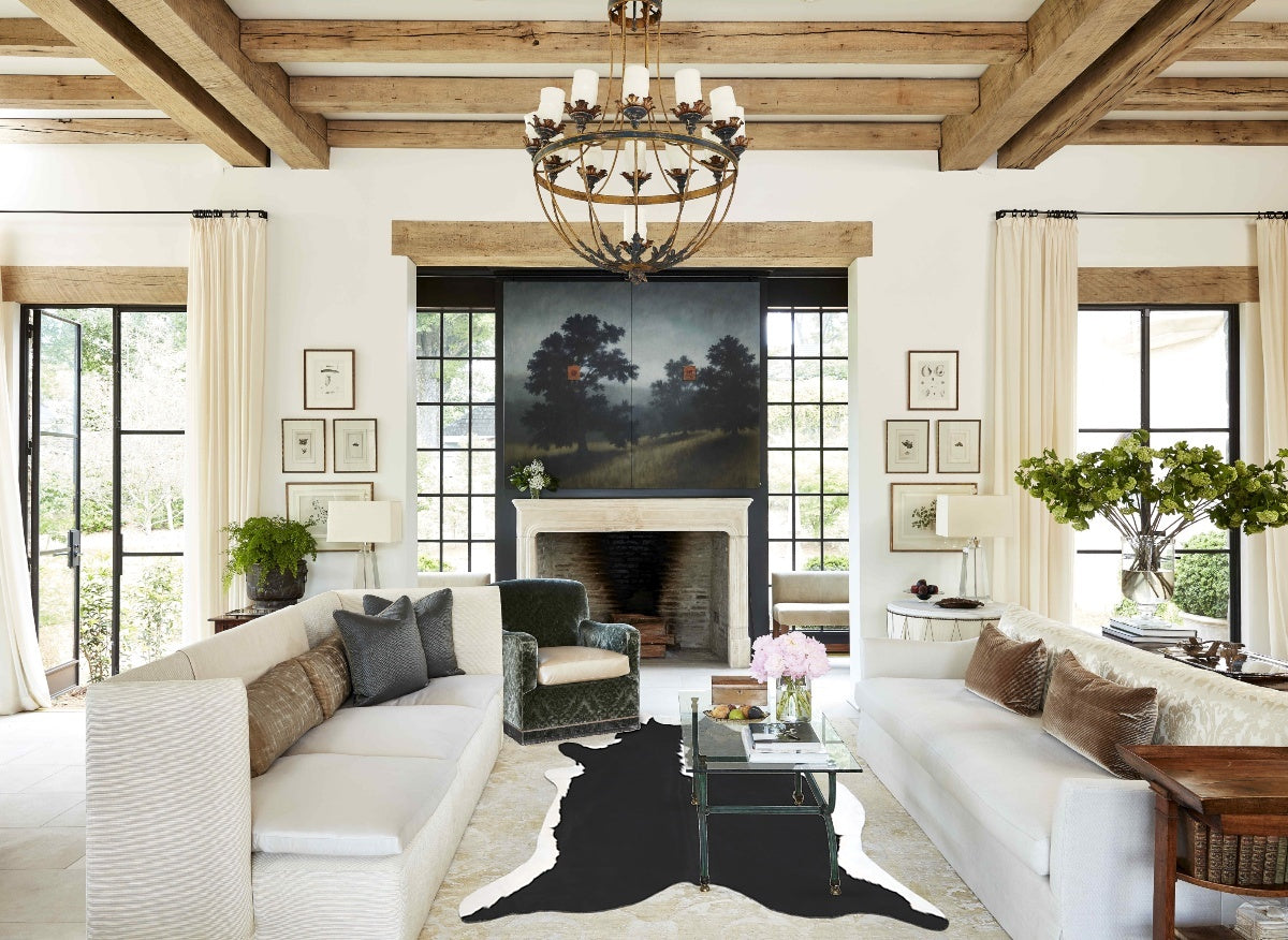 Black and White XX-Large Brazilian Cowhide Rug 8'1"H x 6'11"W #A43301 by Hudson Hides
