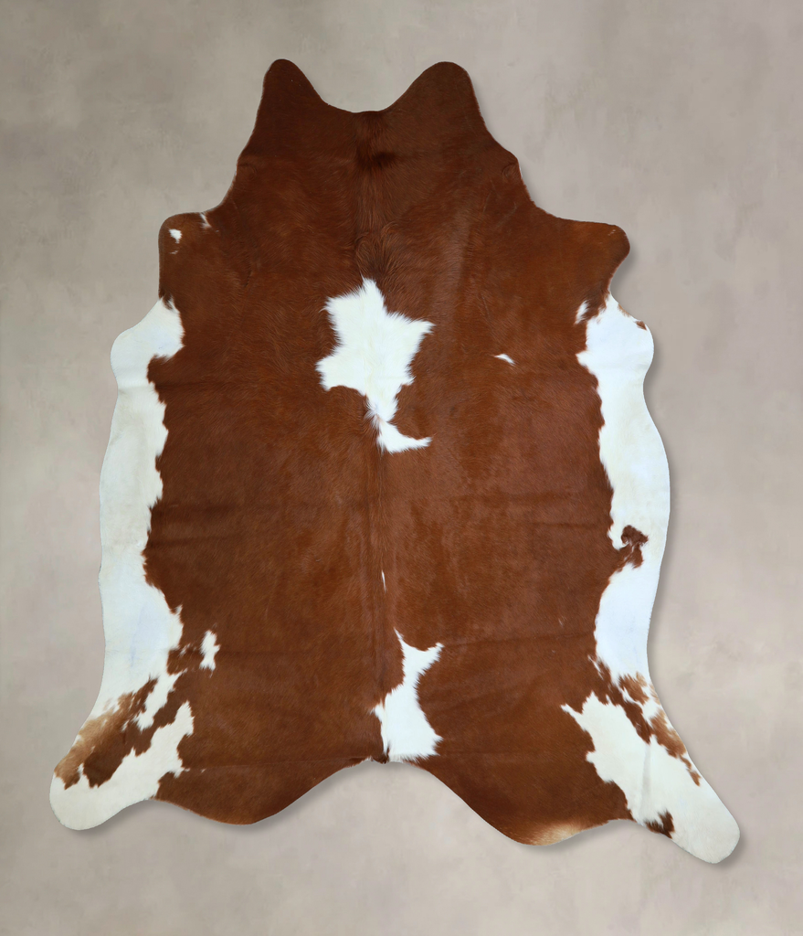 Brown and White XX-Large Brazilian Cowhide Rug 7'4"H x 7'0"W #A43304 by Hudson Hides