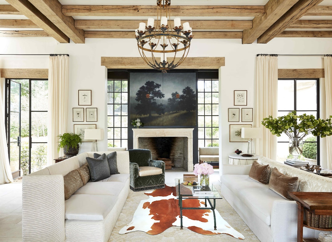 Brown and White XX-Large Brazilian Cowhide Rug 7'9"H x 7'0"W #A43307 b