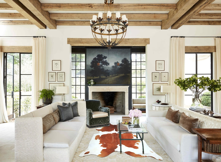 Brown and White XX-Large Brazilian Cowhide Rug 7'9"H x 7'0"W #A43307 by Hudson Hides