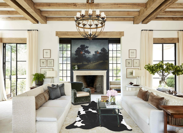 Black and White XX-Large Brazilian Cowhide Rug 7'9"H x 7'3"W #A43308 by Hudson Hides