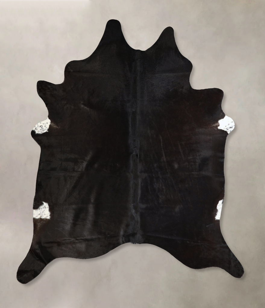 Solid Black X-Large Brazilian Cowhide Rug 7'5"H x 6'4"W #A43331 by Hudson Hides