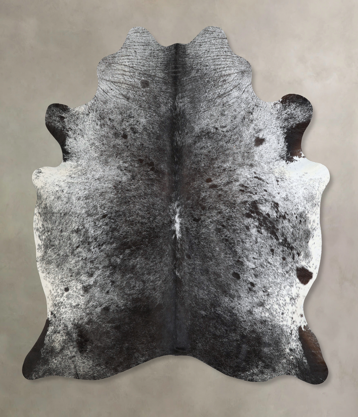 Salt and Pepper Black X-Large Brazilian Cowhide Rug 7'1"H x 6'4"W #A43337 by Hudson Hides