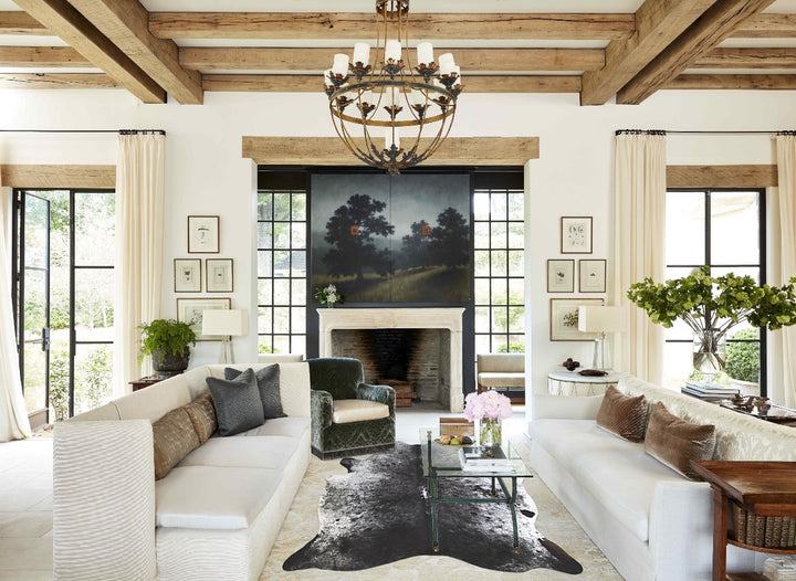 Salt and Pepper Black X-Large Brazilian Cowhide Rug 7'1"H x 6'4"W #A43337 by Hudson Hides