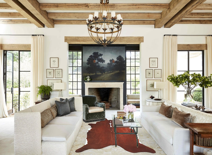 Brown and White Regular X-Large Brazilian Cowhide Rug 7'1"H x 6'2"W #A43349 by Hudson Hides