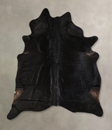 Solid Black XX-Large Brazilian Cowhide Rug 7'11"H x 6'9"W #A43368 by Hudson Hides