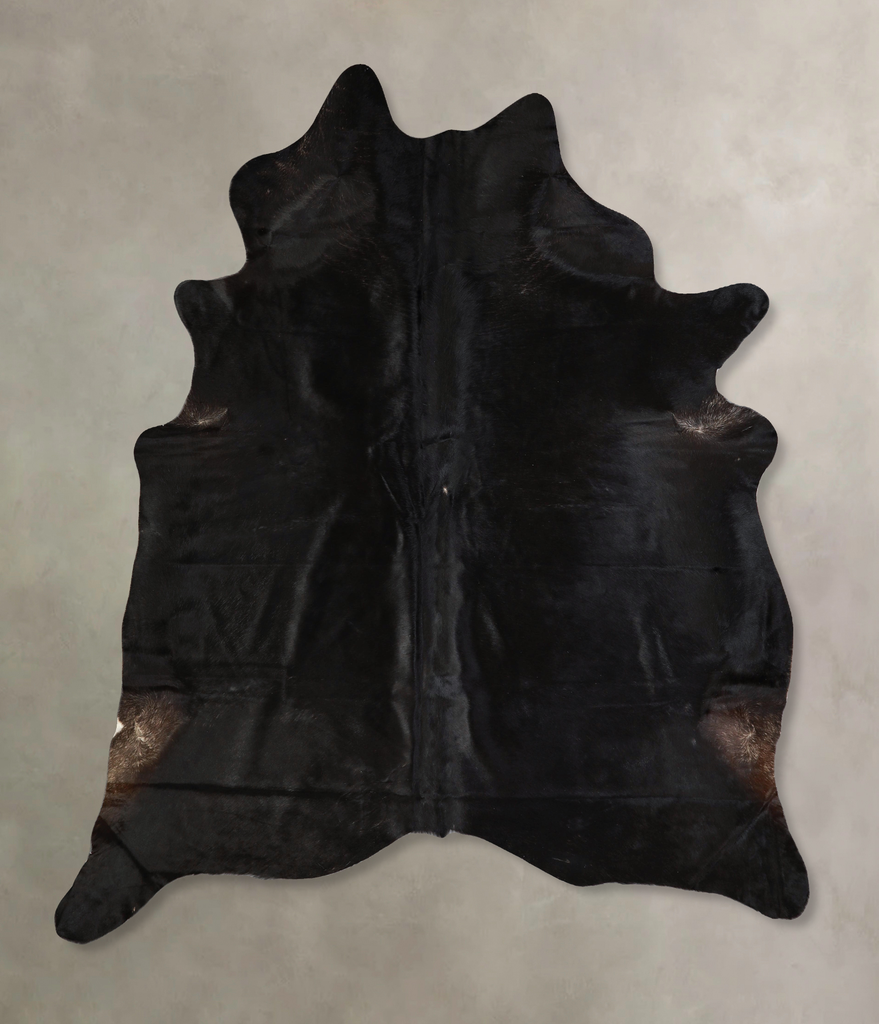 Solid Black XX-Large Brazilian Cowhide Rug 7'11"H x 6'9"W #A43368 by Hudson Hides