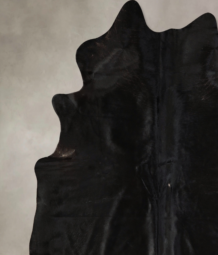 Solid Black XX-Large Brazilian Cowhide Rug 7'11"H x 6'9"W #A43368 by Hudson Hides