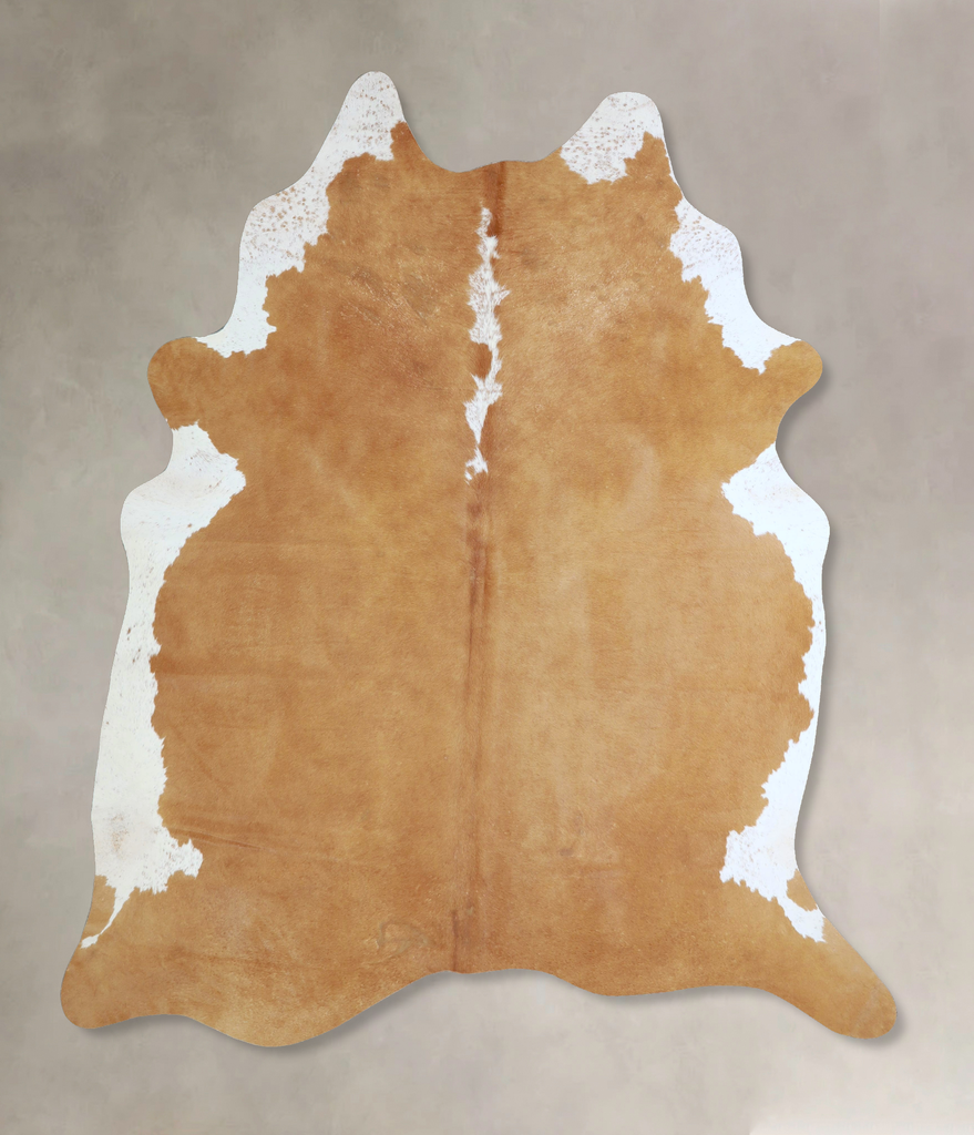 Beige and White X-Large Brazilian Cowhide Rug 7'5"H x 6'2"W #A43377 by Hudson Hides
