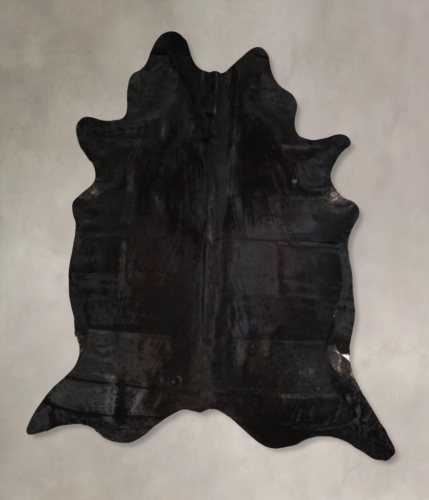 Solid Black XX-Large Brazilian Cowhide Rug 8'1"H x 7'3"W #A43394 by Hudson Hides