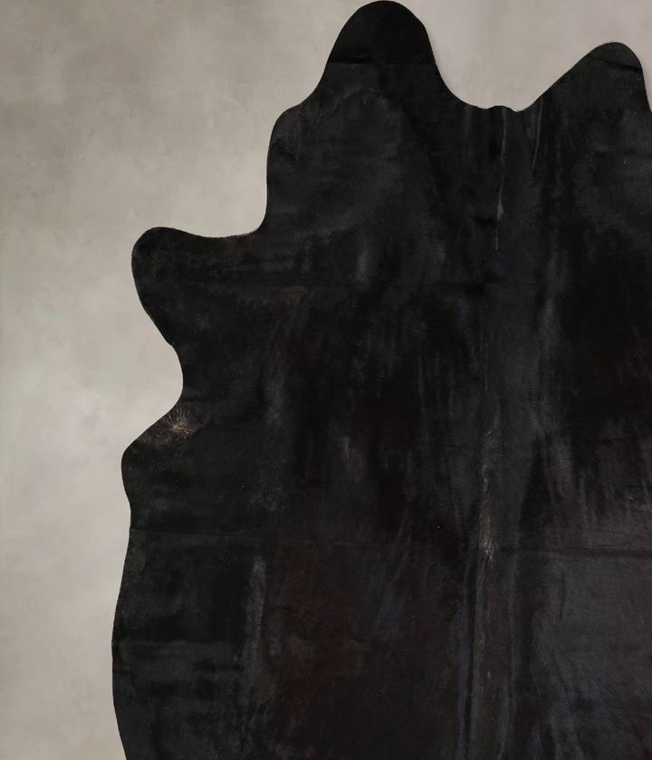 Solid Black XX-Large Brazilian Cowhide Rug 8'1"H x 7'3"W #A43394 by Hudson Hides