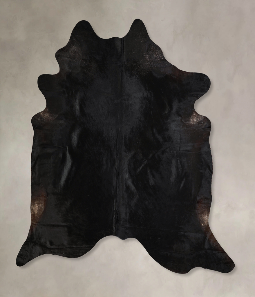 Solid Black XX-Large Brazilian Cowhide Rug 8'2"H x 7'7"W #A43419 by Hudson Hides