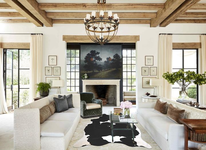 Black and White XX-Large Brazilian Cowhide Rug 8'1"H x 6'9"W #A43423 by Hudson Hides