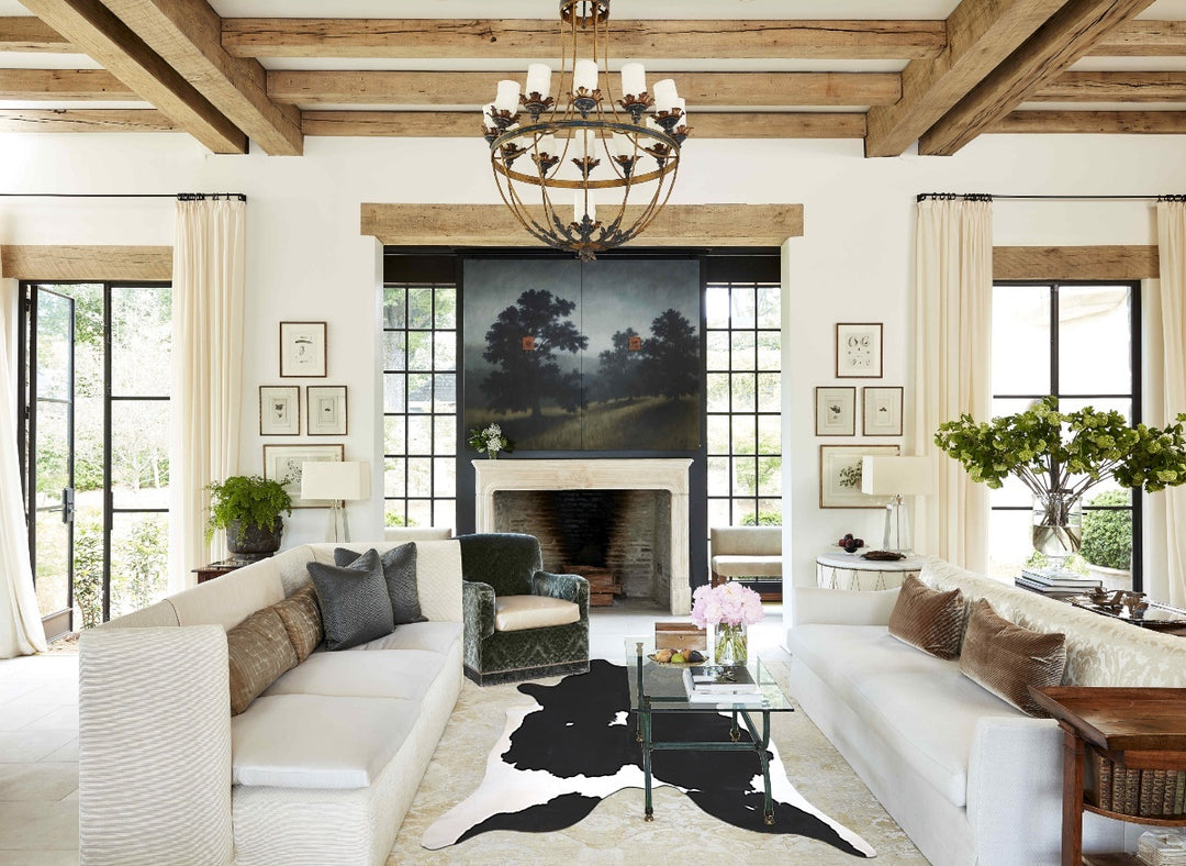 Black and White XX-Large Brazilian Cowhide Rug 8'1"H x 7'0"W #A43424 b
