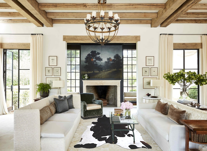 Black and White X-Large Brazilian Cowhide Rug 7'2"H x 6'3"W #A43438 by Hudson Hides