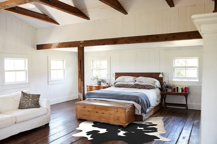 Black and White XX-Large Brazilian Cowhide Rug 7'10"H x 6'11"W #A43439 by Hudson Hides