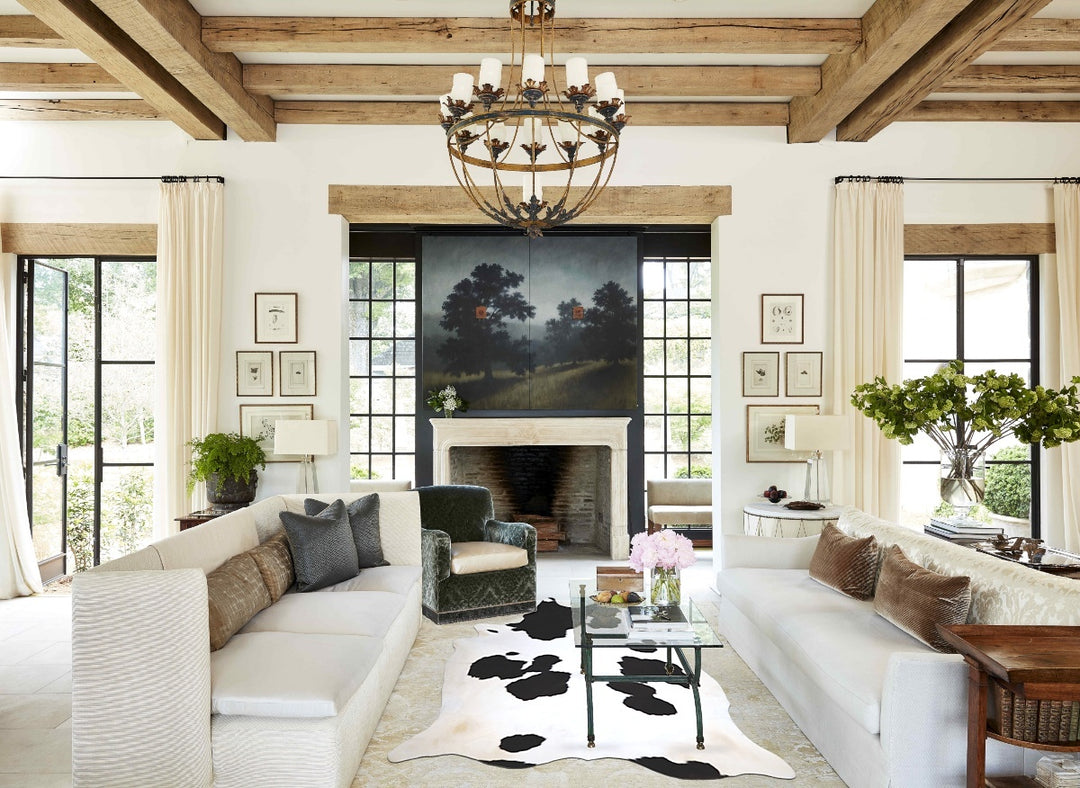 Black and White XX-Large Brazilian Cowhide Rug 7'9"H x 6'8"W #A43440 b