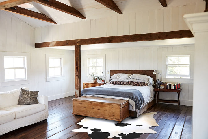 Black and White XX-Large Brazilian Cowhide Rug 8'1"H x 6'11"W #A43441 by Hudson Hides