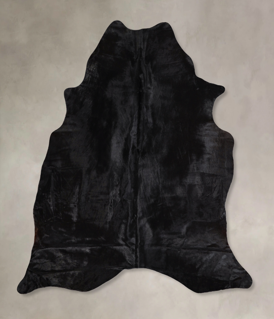 Solid Black X-Large Brazilian Cowhide Rug 6'9"H x 5'11"W #A43448 by Hudson Hides