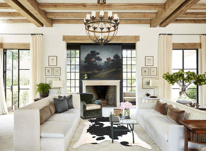 Black and White XX-Large Brazilian Cowhide Rug 8'1"H x 7'3"W #A43492 by Hudson Hides