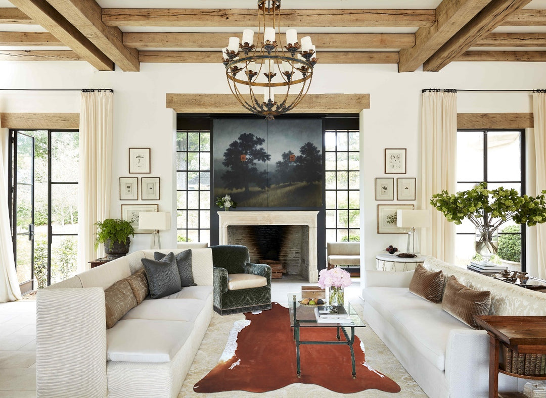 Brown and White Regular X-Large Brazilian Cowhide Rug 7'4"H x 6'10"W #