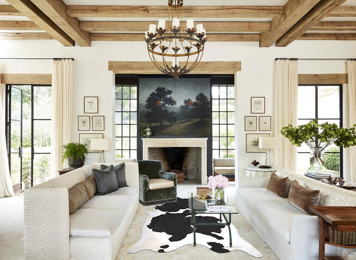 Black and White XX-Large Brazilian Cowhide Rug 7'11"H x 6'11"W #A43510 by Hudson Hides