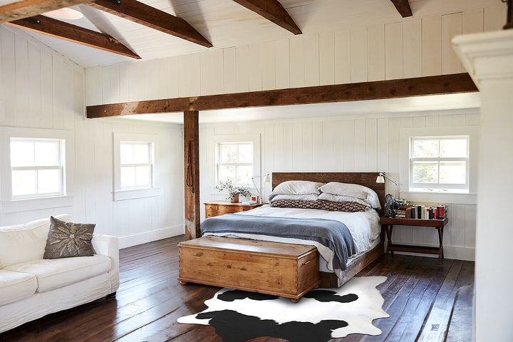 Black and White XX-Large Brazilian Cowhide Rug 7'5"H x 6'10"W #A43523 by Hudson Hides