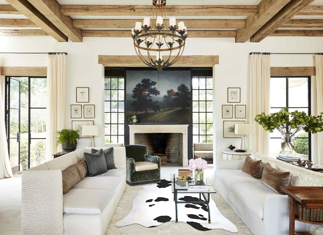 Black and White XX-Large Brazilian Cowhide Rug 8'2"H x 7'5"W #A43524 b