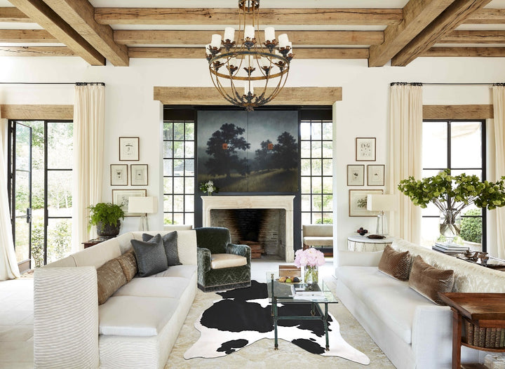 Black and White X-Large Brazilian Cowhide Rug 7'4"H x 6'1"W #A43526 by Hudson Hides