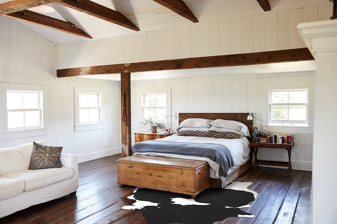 Black and White X-Large Brazilian Cowhide Rug 7'4"H x 6'1"W #A43526 by