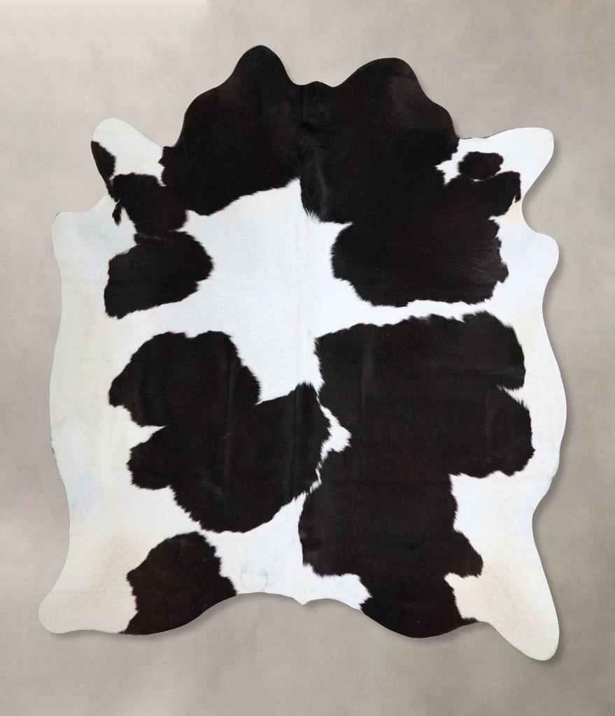 Black and White X-Large Brazilian Cowhide Rug 7'1"H x 6'7"W #A43530 by Hudson Hides