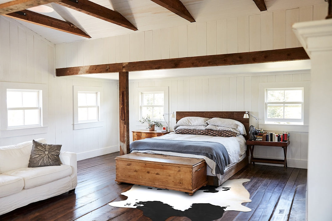 Black and White X-Large Brazilian Cowhide Rug 7'7"H x 6'5"W #A43539 by