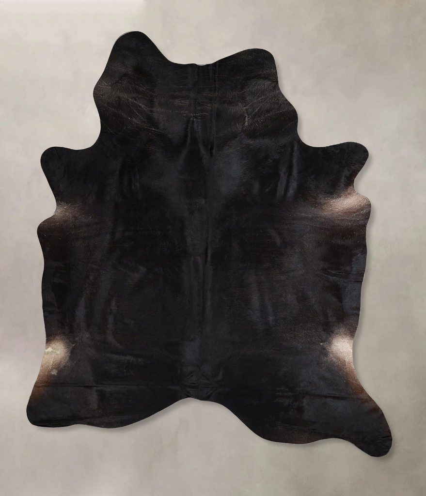 Solid Black X-Large Brazilian Cowhide Rug 7'9"H x 6'1"W #A43542 by Hudson Hides