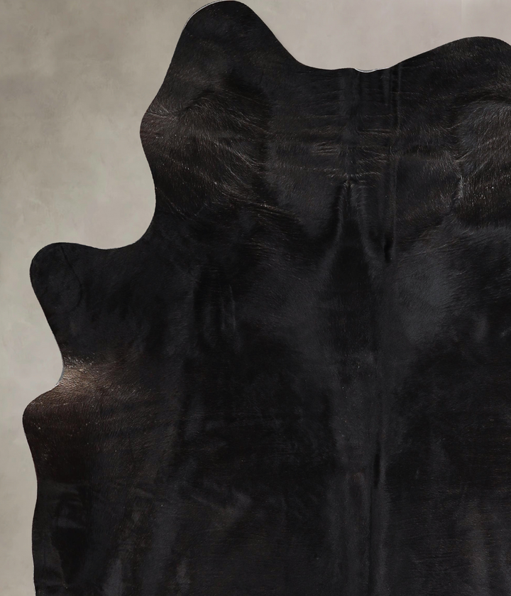 Solid Black X-Large Brazilian Cowhide Rug 7'9"H x 6'1"W #A43542 by Hudson Hides