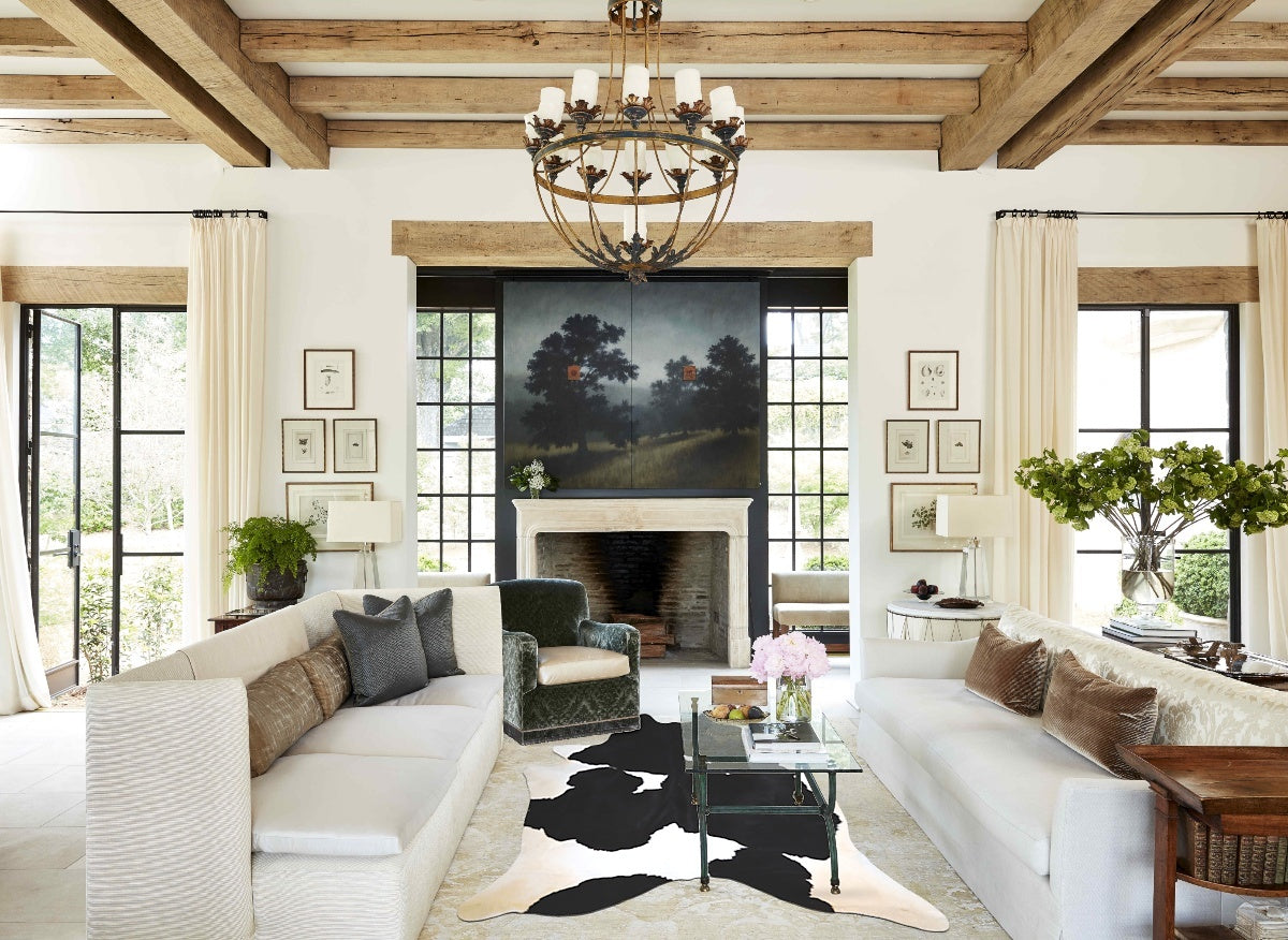 Black and White XX-Large Brazilian Cowhide Rug 8'7"H x 6'11"W #A43552 by Hudson Hides