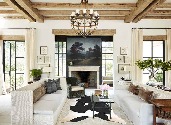 Black and White XX-Large Brazilian Cowhide Rug 8'7"H x 6'11"W #A43552 by Hudson Hides