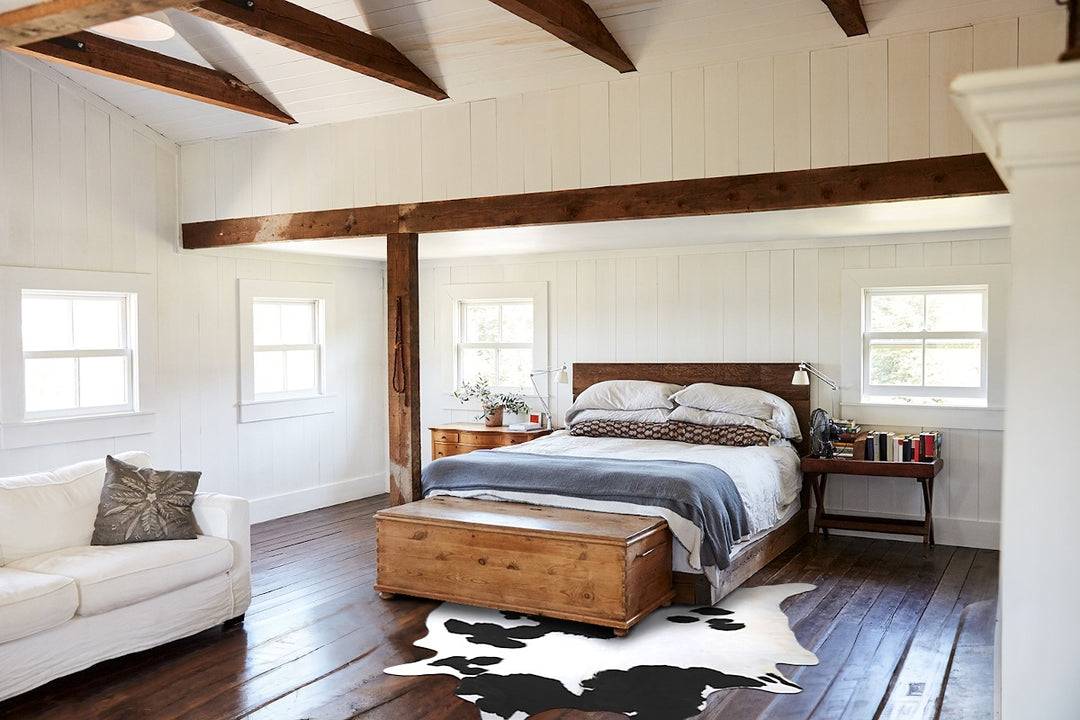 Black and White XX-Large Brazilian Cowhide Rug 7'11"H x 7'2"W #A43563 