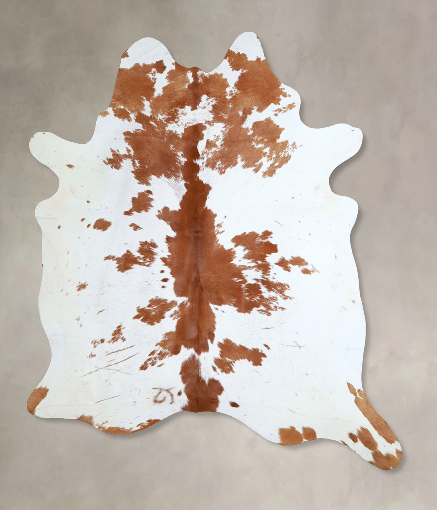 Brown and White X-Large Brazilian Cowhide Rug 7'7"H x 6'6"W #A43580 by Hudson Hides