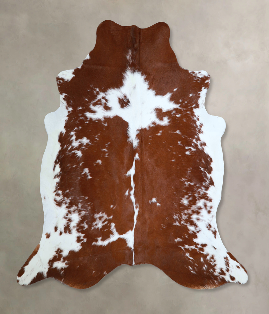 Brown and White X-Large Brazilian Cowhide Rug 6'7"H x 6'6"W #A43585 by Hudson Hides