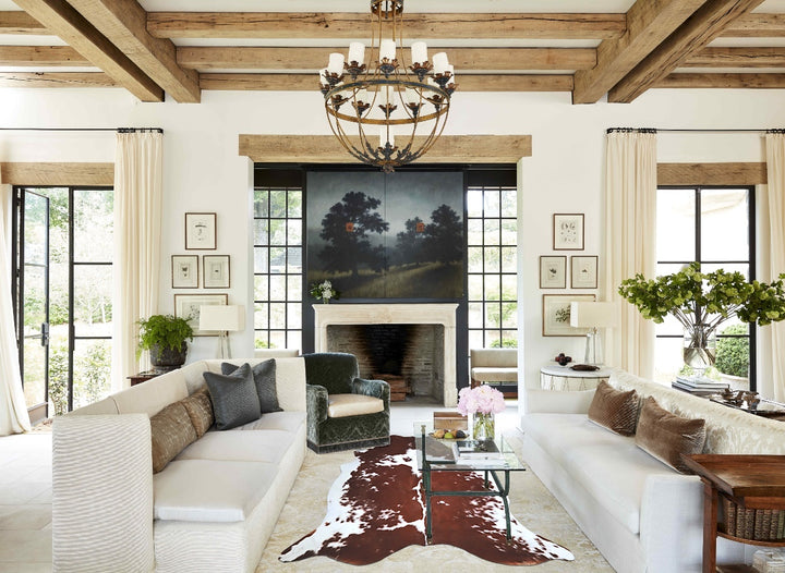 Brown and White X-Large Brazilian Cowhide Rug 6'7"H x 6'6"W #A43585 by Hudson Hides