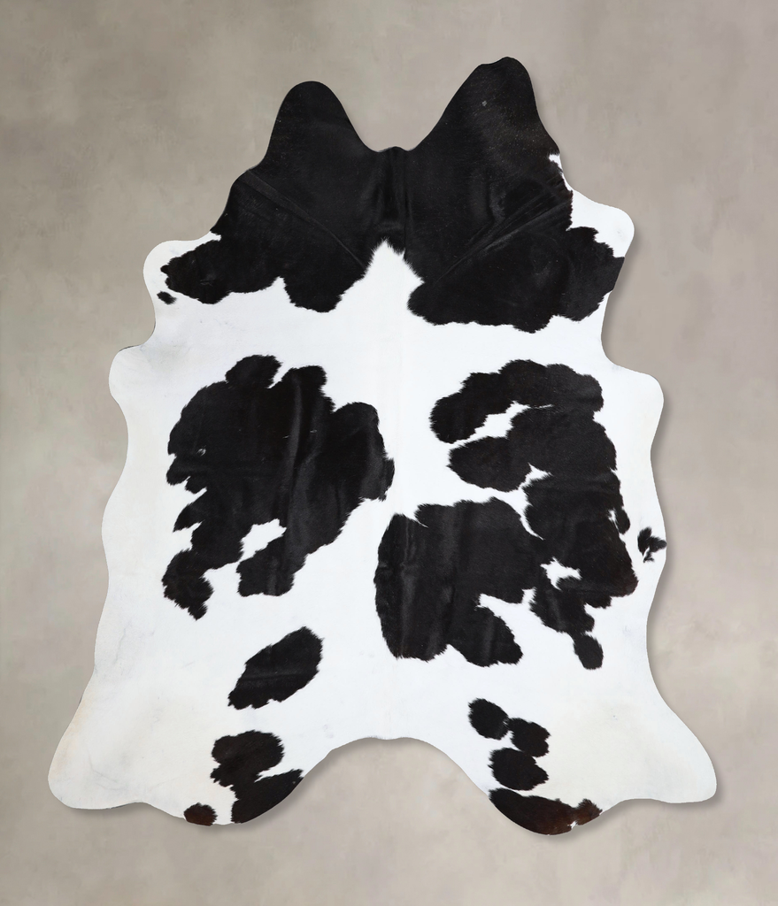 Black and White X-Large Brazilian Cowhide Rug 7'1"H x 6'7"W #A43594 by Hudson Hides